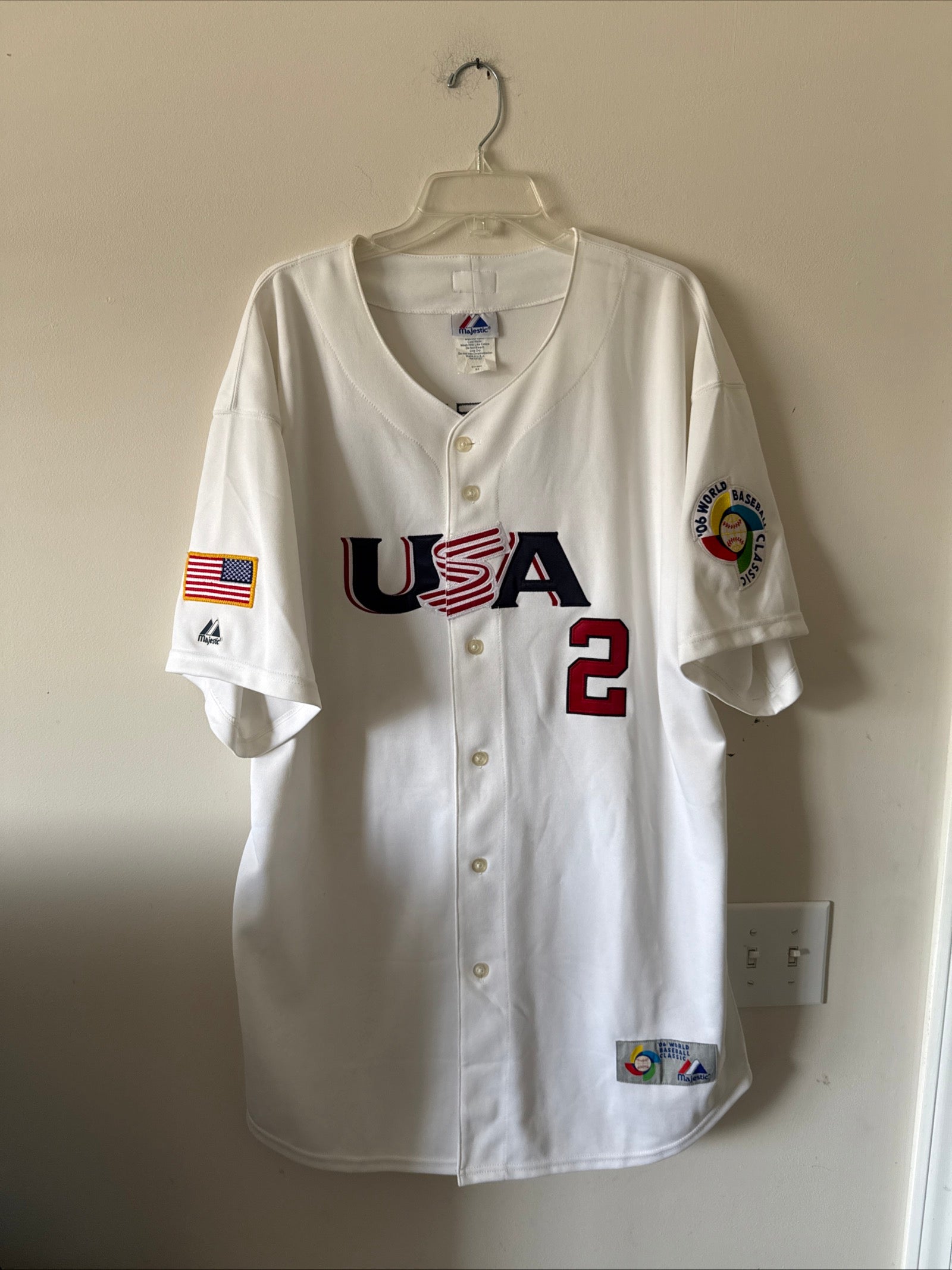 MEN’S MAJESTIC DEREK JETER #2 TEAM USA 2006 WORLD BASEBALL CLASSIC JERSEY SZ 52