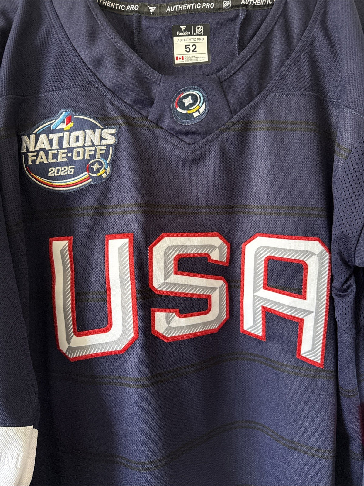 Men’s Fanatics Jack Hughes #86 Team USA 4 Nations Faceoff Jersey Size 52 - RARE