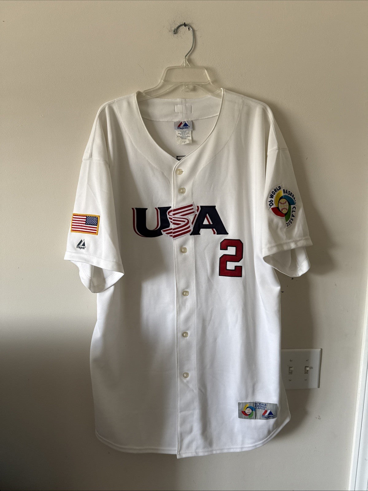 MEN’S MAJESTIC DEREK JETER #2 TEAM USA 2006 WORLD BASEBALL CLASSIC JERSEY SZ 52