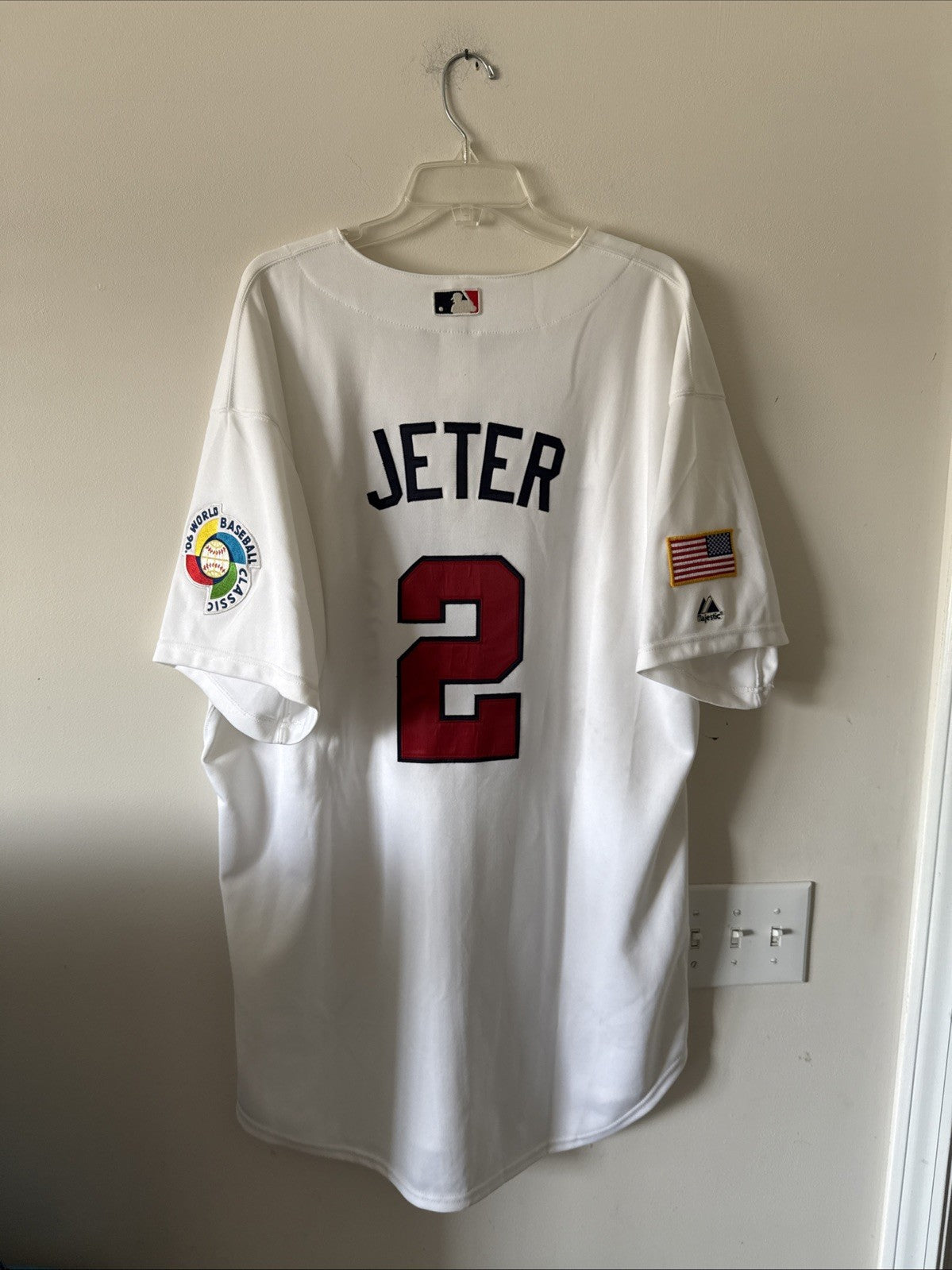 MEN’S MAJESTIC DEREK JETER #2 TEAM USA 2006 WORLD BASEBALL CLASSIC JERSEY SZ 52