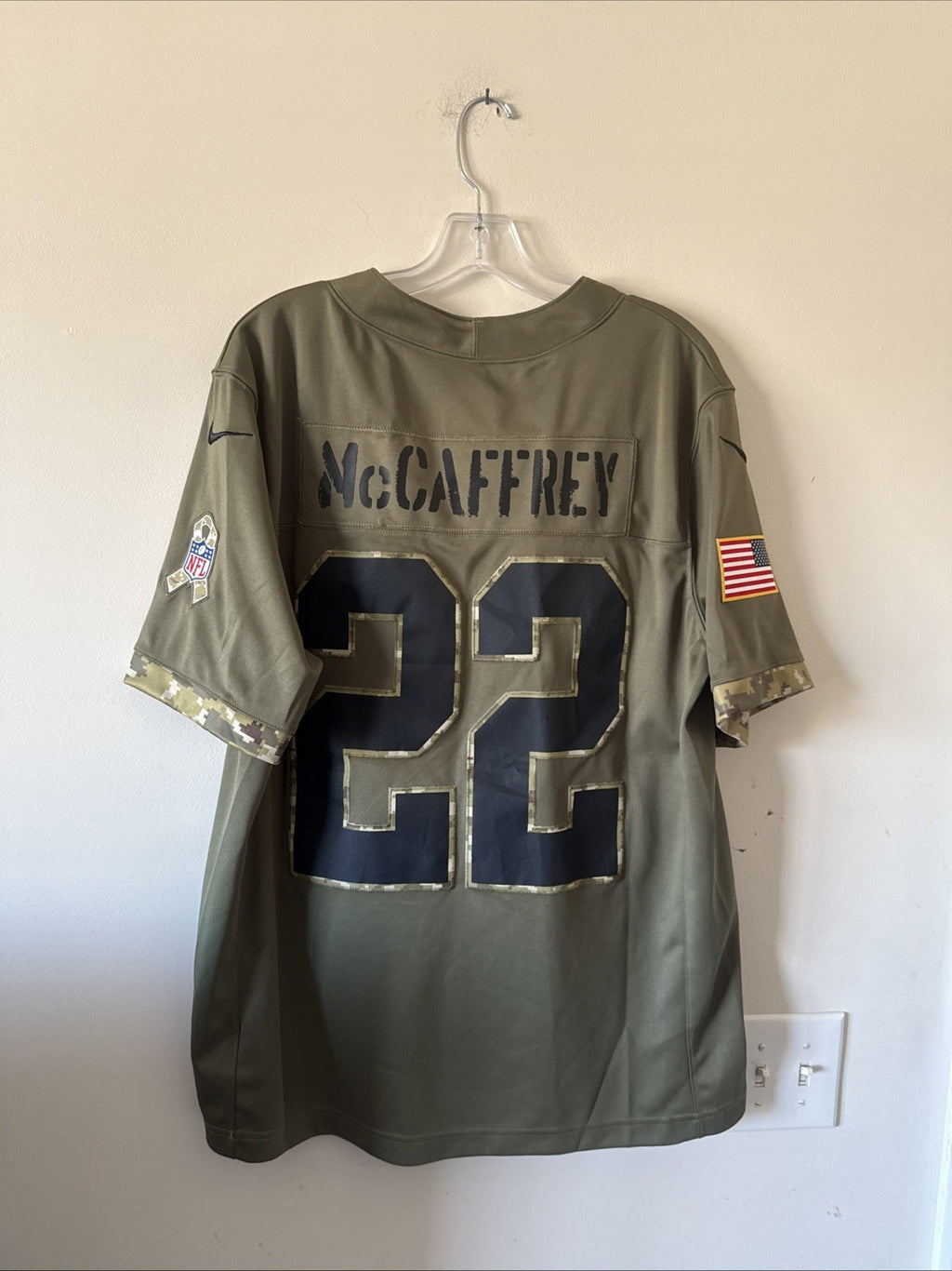 Men’s Nike Christian McCaffrey #22 Panthers Salute To Service Lmtd Jersey Sz L