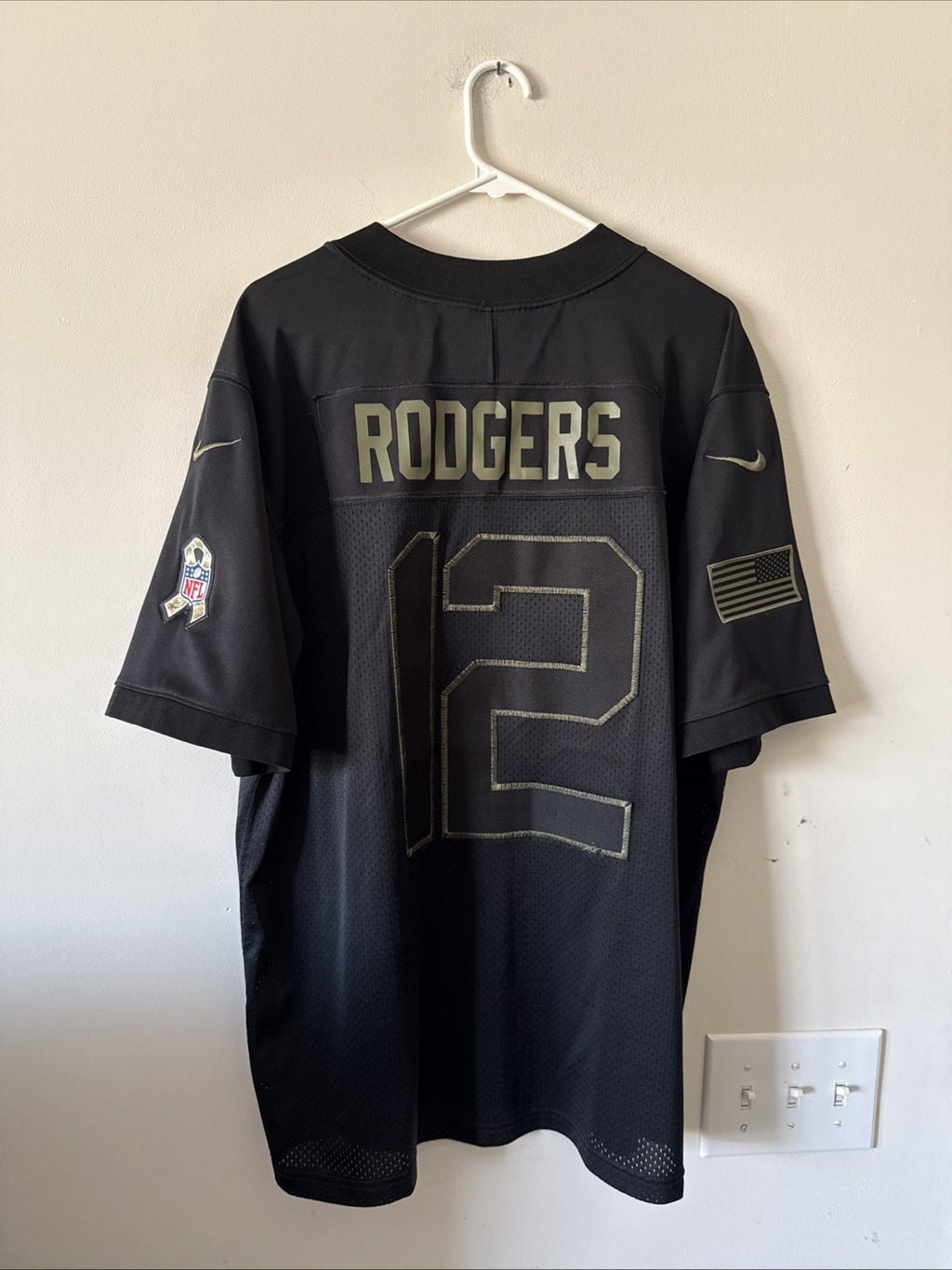 Men's Nike Aaron Rodgers #12 GB Packers 2020 Salute to Service Lmtd Jersey Sz XL