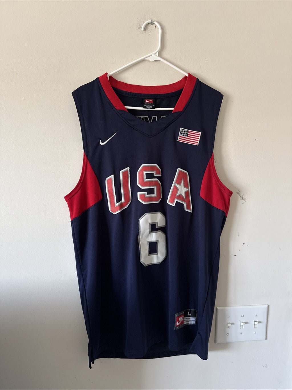 Men’s Nike LeBron James #6 Team USA 2008 Beijing Olympics Jersey Sz L Blue RARE