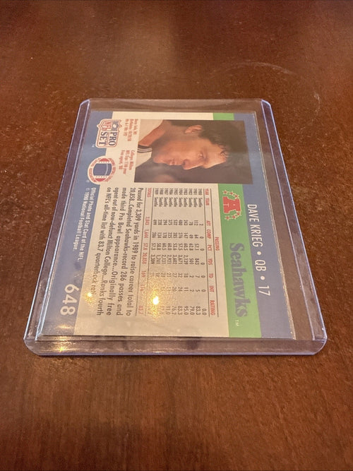 1990 Pro Set - Dave Krieg #648 Autograph
