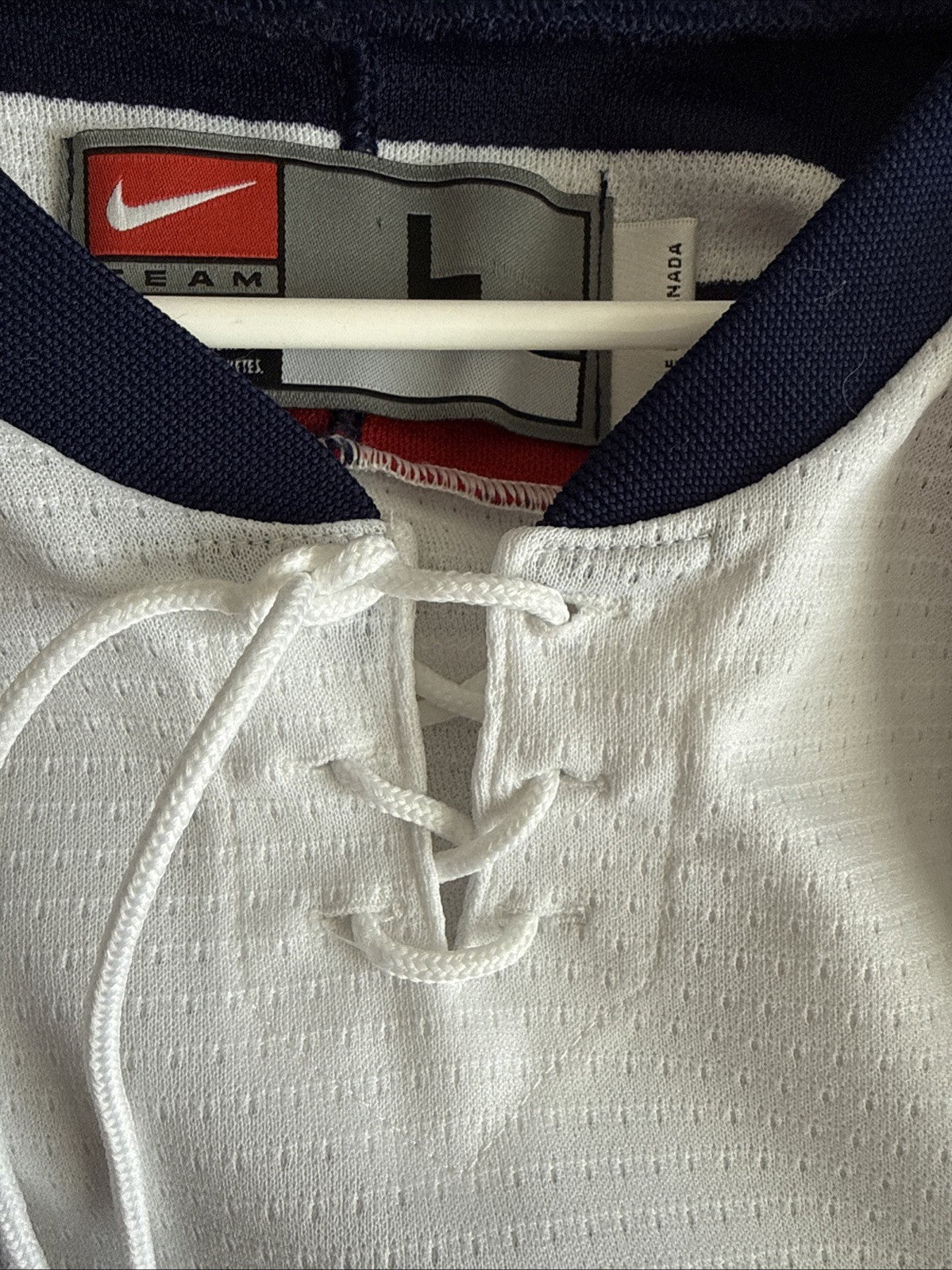 Men’s VTG Nike Team USA #9 2002 Winter Olympics Hockey Jersey Sz L - White RARE