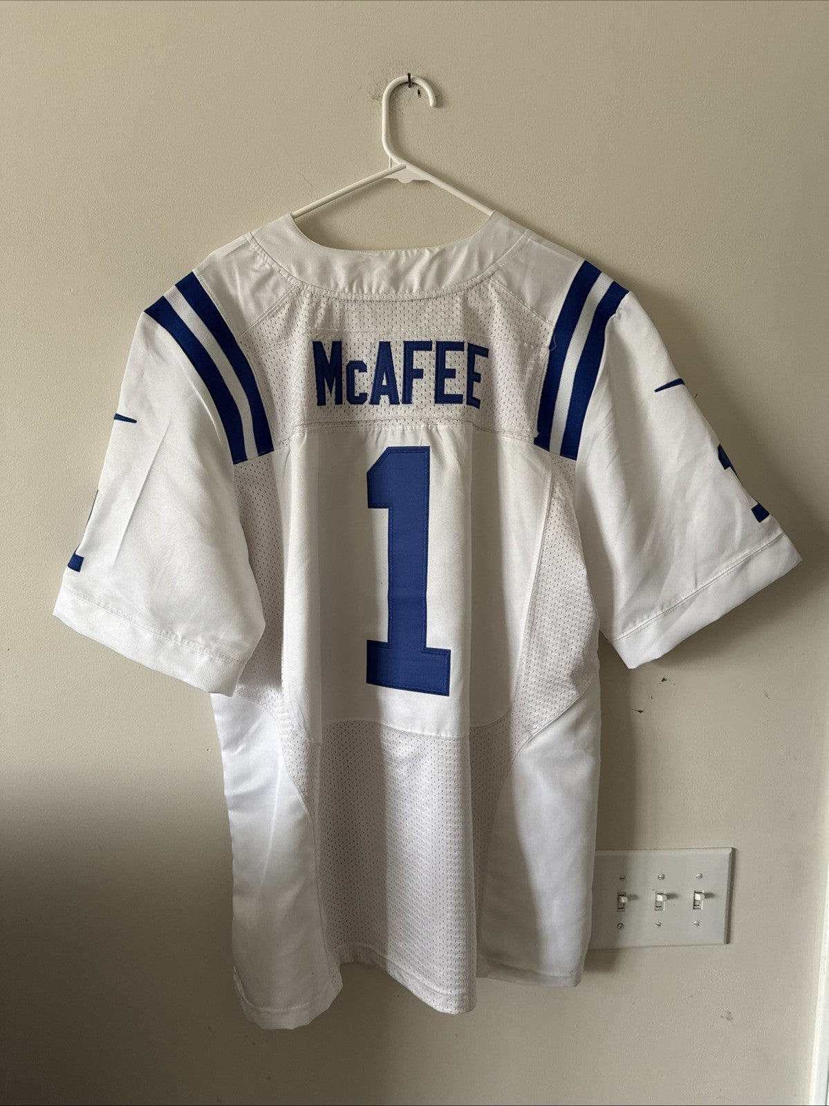 Men’s Nike Pat McAfee #1 Indianapolis Colts Vapor Elite Jersey Sz 48 White RARE