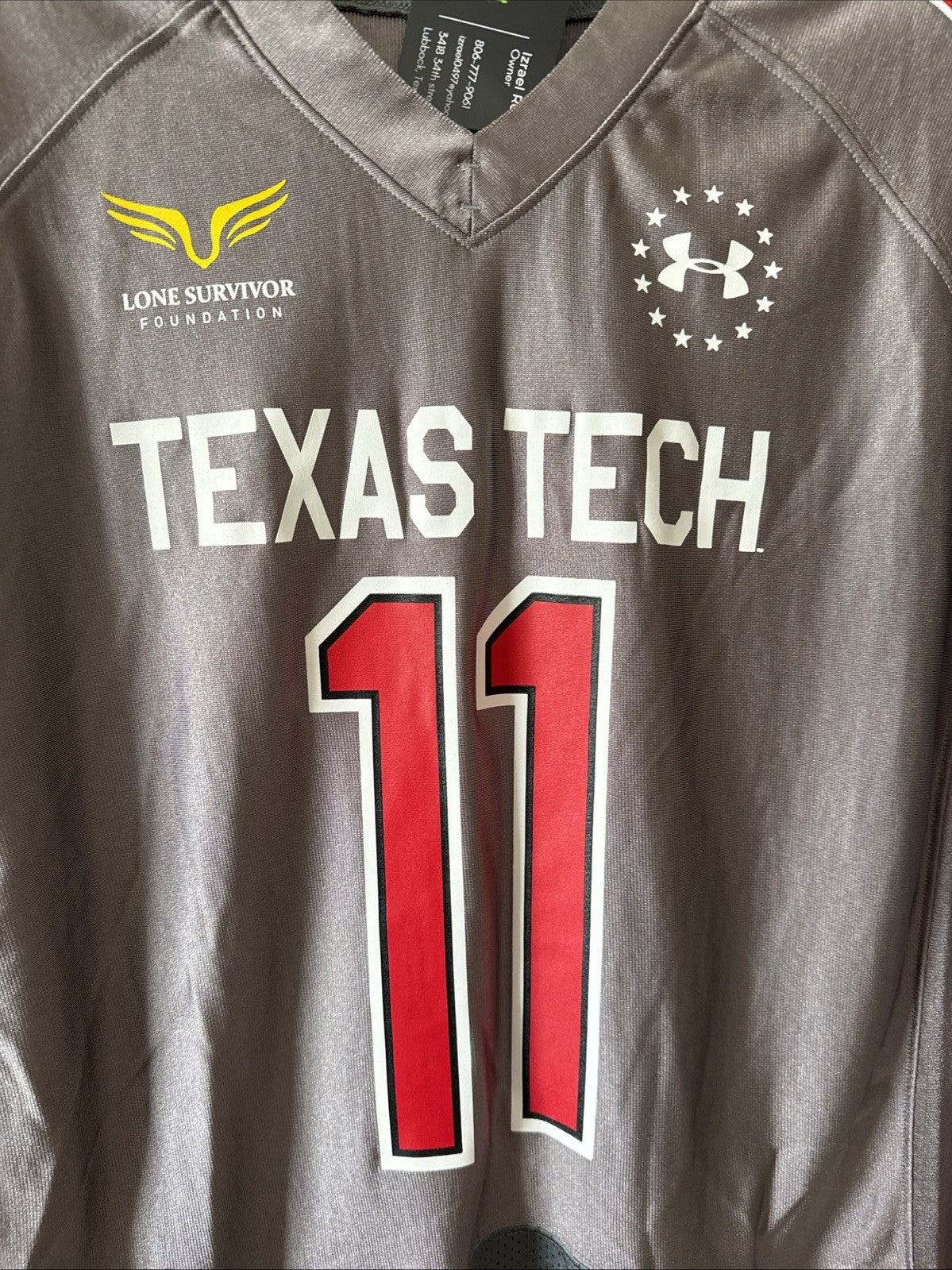 Men’s Under Armour Texas Tech Red Raiders #11 Lone Survivor Jersey Sz L - RARE