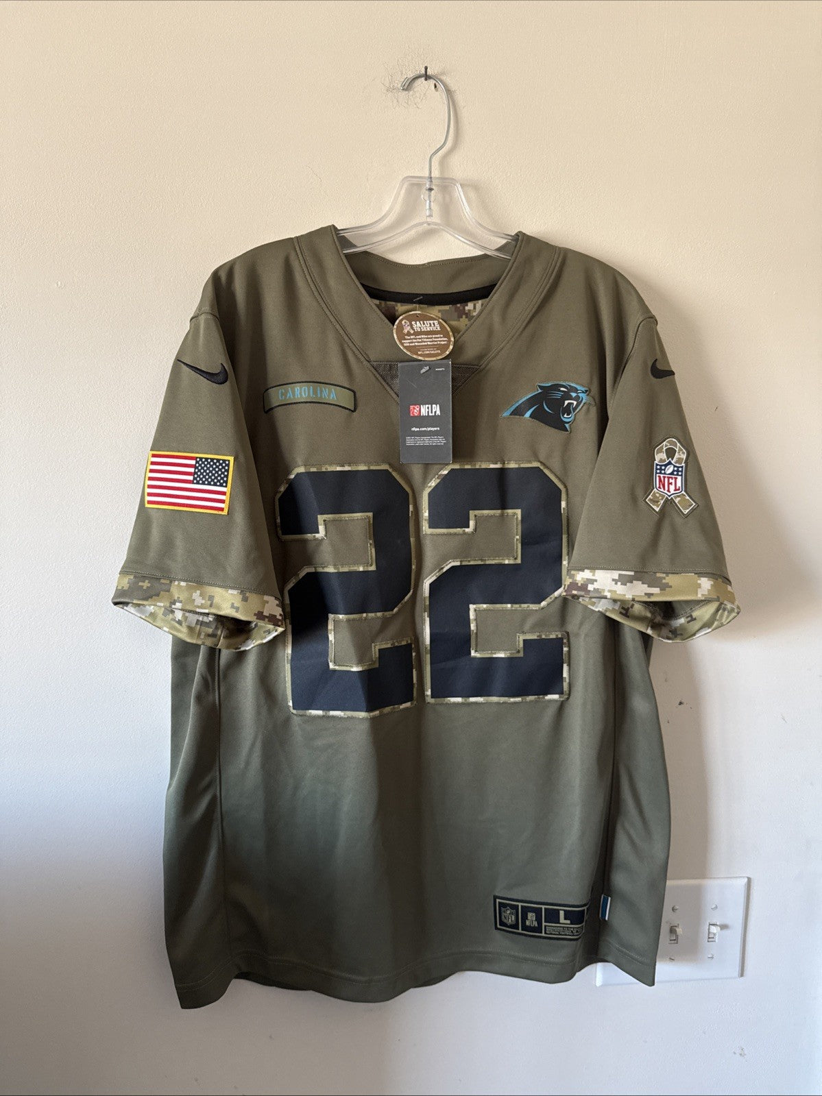 Men’s Nike Christian McCaffrey #22 Panthers Salute To Service Lmtd Jersey Sz L