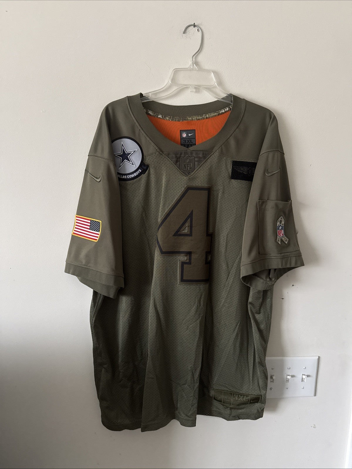 Men’s Nike Dak Precott #4 Dallas Cowboys 2019 Salute To Service Jersey Sz 3XL