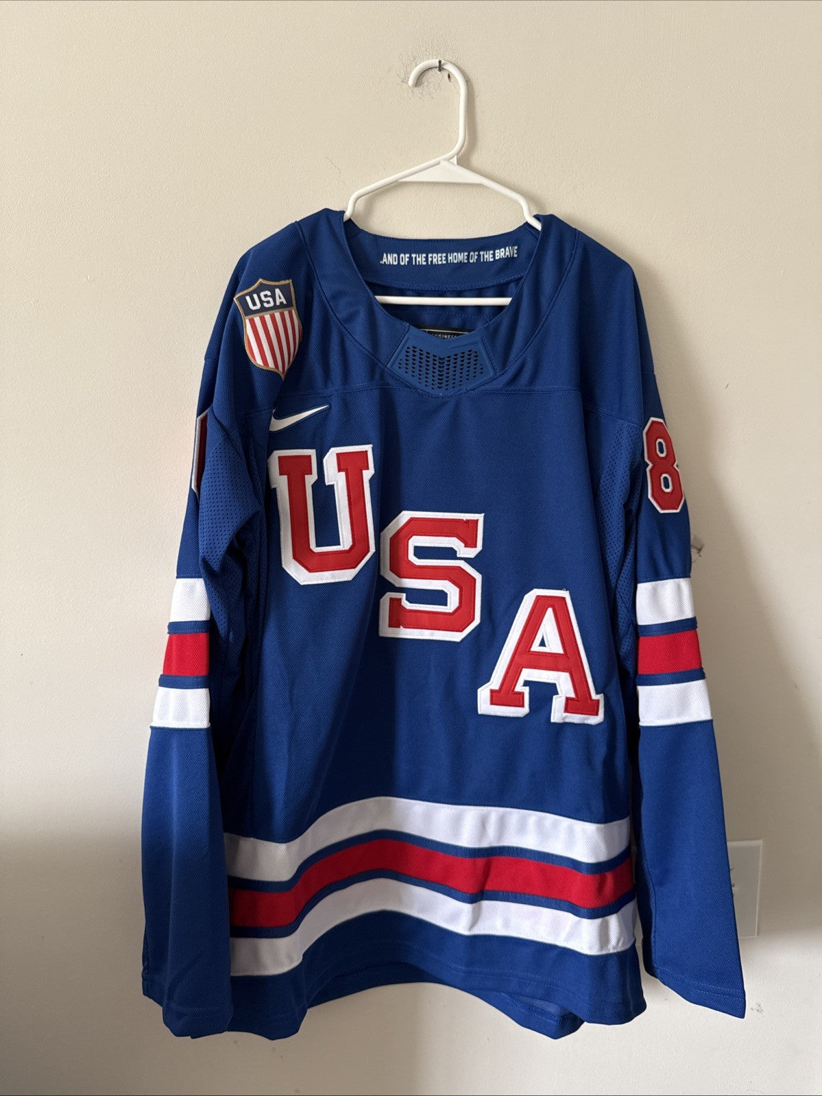 Men’s Nike Jack Hughes #86 Team USA Hockey Jersey 2026 Olympics Sz L Blue RARE