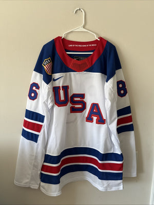 Men’s Nike Jack Hughes #86 Team USA Hockey Jersey 2026 Olympics Sz XL White RARE