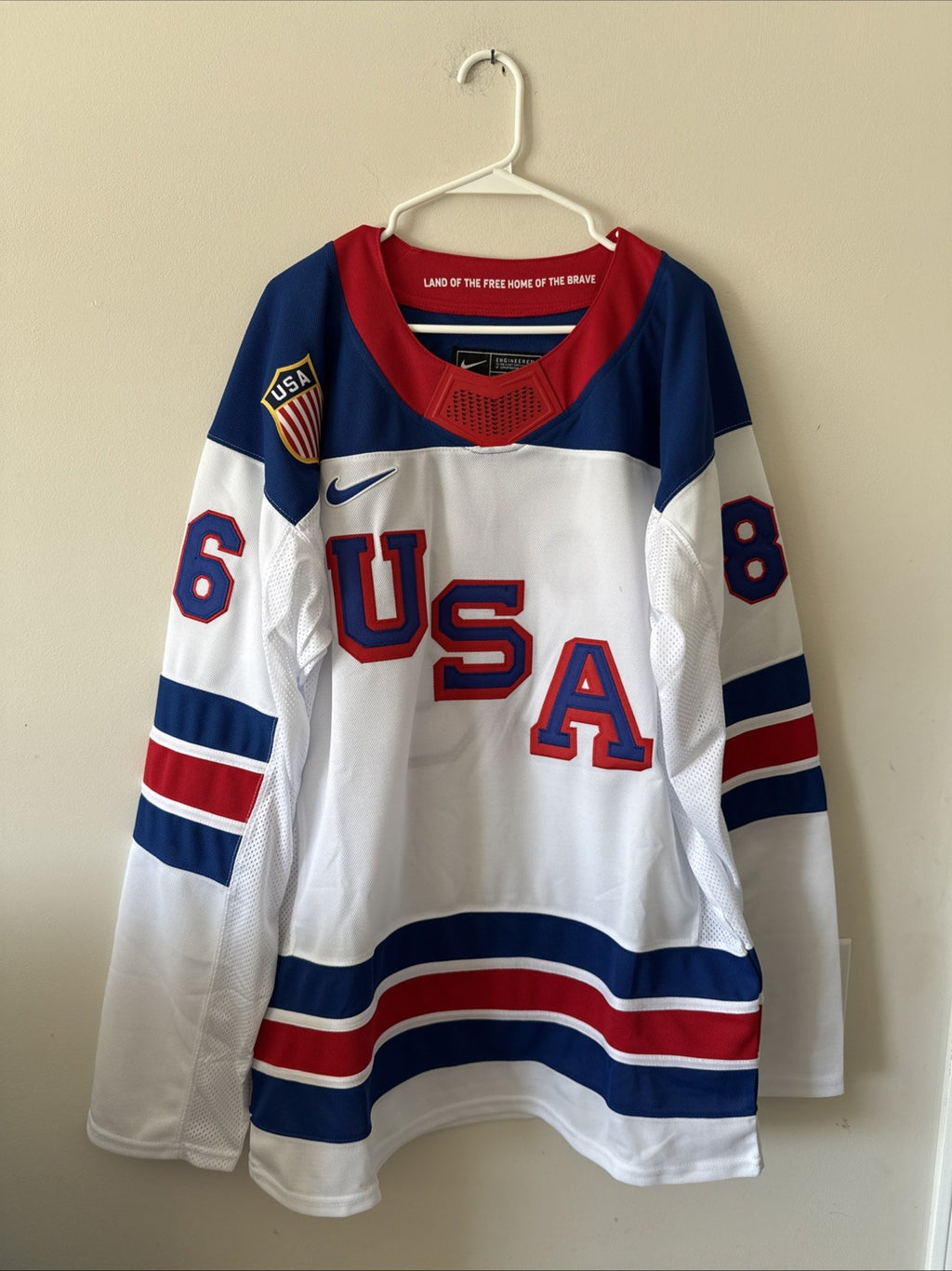 Men’s Nike Jack Hughes #86 Team USA Hockey Jersey 2026 Olympics Sz XL White RARE