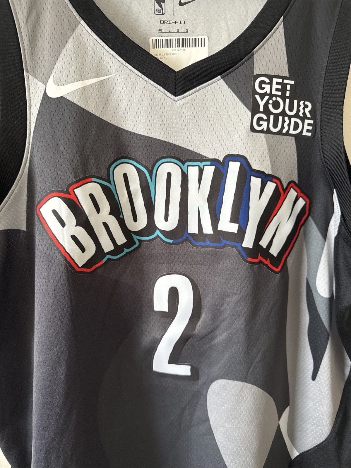 Men’s Nike x KAWS Cam Johnson #2 Brooklyn Nets City NBA Jersey Sz L - Black RARE
