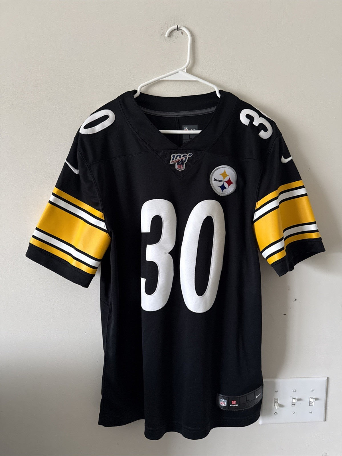 Men’s Nike James Conner #30 Steelers 100 Patch Vapor Lmtd Jersey Sz L Black RARE