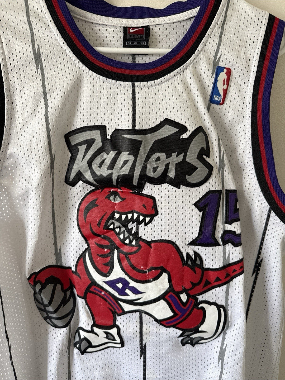 Men’s Vintage Authentic Toronto Raptors Vince Carter #15 Jersey Sz 54 - White
