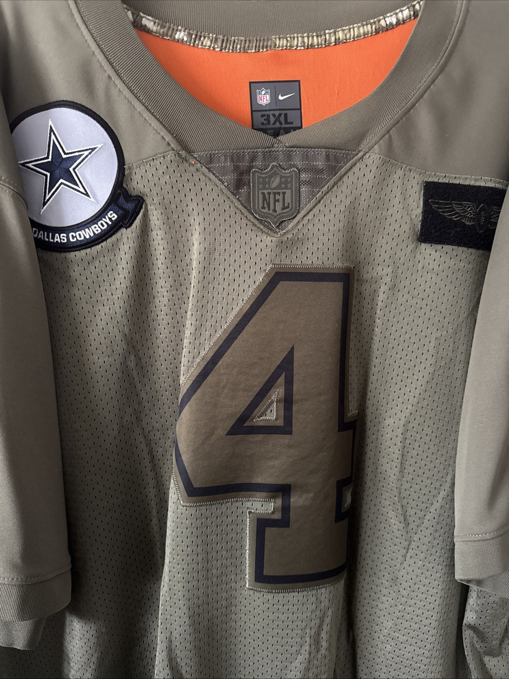 Men’s Nike Dak Precott #4 Dallas Cowboys 2019 Salute To Service Jersey Sz 3XL
