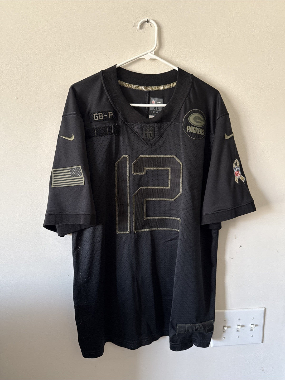 Men's Nike Aaron Rodgers #12 GB Packers 2020 Salute to Service Lmtd Jersey Sz XL