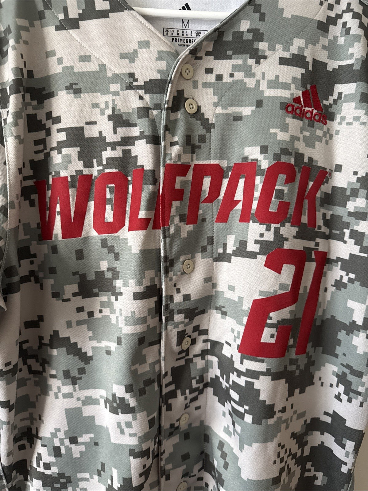 Men's adidas NC State Wolfpack #21 Replica Baseball NCAA Jersey Sz M - Camo RARE